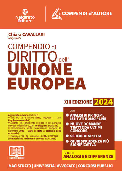 Immagine di COMPENDIO DI DIRITTO DELL`UNIONE EUROPEA 2024