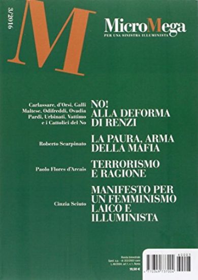 Immagine di MICROMEGA 3/2016. NO ALLA DEFORMA DI RENZI - VOLUME 3