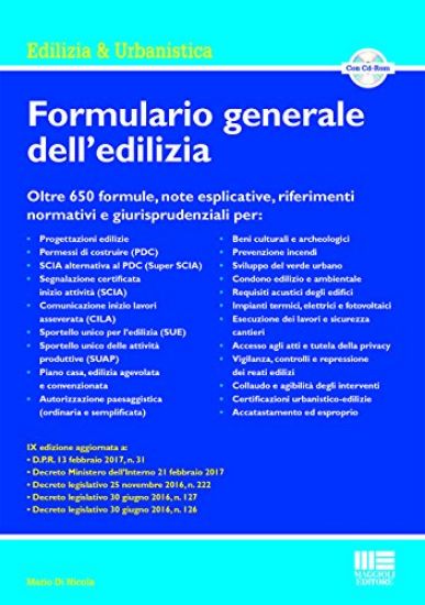 Immagine di FORMULARIO GENERALE DELL`EDILIZIA - CON CD-ROM