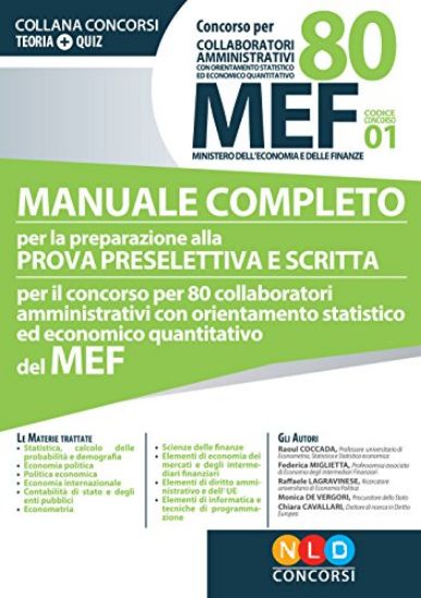 Immagine di CONCORSO 80 COLLABORATORI AMMINISTRATIVI MEF. MANUALE COMPLETO PROVA PRESELETTIVA