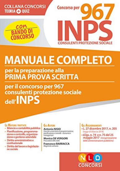 Immagine di CONCORSO PER 967 CONSULENTI PROTEZIONE SOCIALE INPS. MANUALE COMPLETO PRIMA PROVA