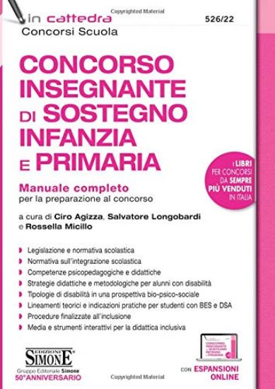 Immagine di CONCORSO INSEGNANTE DI SOSTEGNO SCUOLA DELL`INFANZIA E PRIMARIA. MANUALE COMPLETO