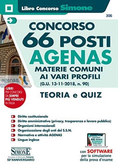 Immagine di CONCORSO 66 POSTI AGENAS. MATERIE COMUNI AI VARI PROFILI MANUALE DI TEORIA E QUIZ