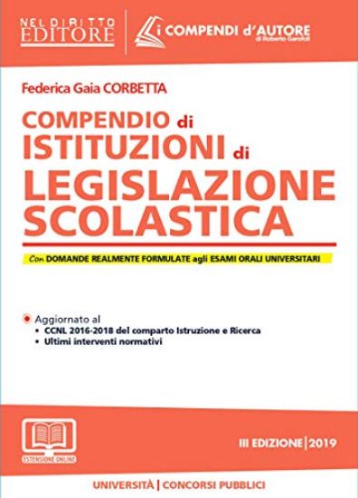 Immagine di COMPENDIO DI ISTITUZIONI DI LEGISLAZIONE SCOLASTICA 2019