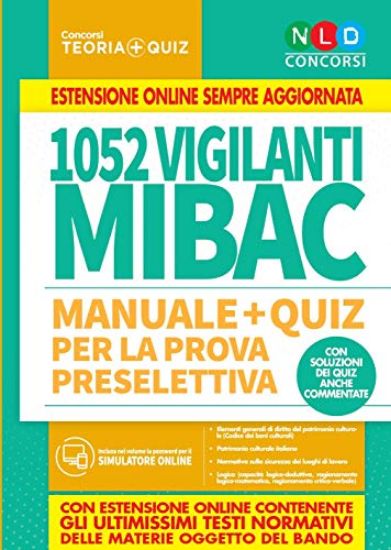 Immagine di CONCORSO 1052 VIGILANTI MIBAC. MANUALE E QUIZ PER LA PROVA PRESELETTIVA