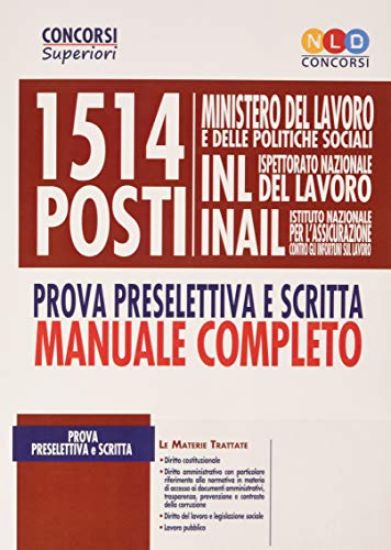 Immagine di CONCORSO 1514 POSTI MINISTERO DEL LAVORO E DELLE POLITICHE SOCIALI. MANUALE COMPLETO