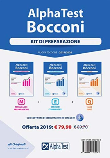 Immagine di ALPHA TEST. BOCCONI. KIT DI PREPARAZIONE: MANUALE DI PREPARAZIONE-ESERCIZI COMMENTATI-1600 QUIZ....