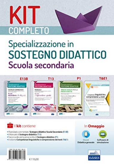 Immagine di KIT COMPLETO SPECIALIZZAZIONE SOSTEGNO DIDATTICO SCUOLA SECONDARIA. MANUALE, ESERCIZIARI E TRACC...