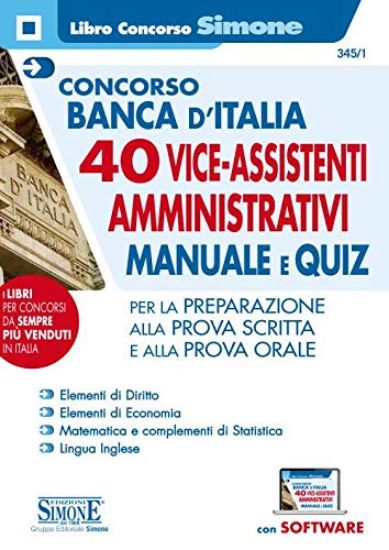 Immagine di CONCORSO BANCA D`ITALIA 40 VICE ASSISTENTI - MANUALE E QUIZ