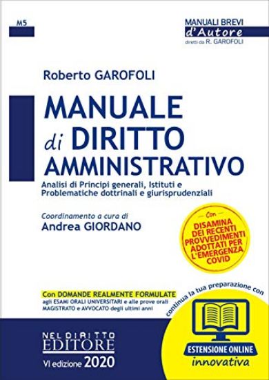 Immagine di MANUALE DI DIRITTO AMMINISTRATIVO