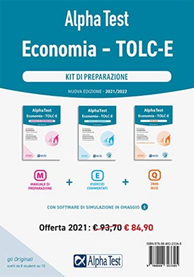 Immagine di ALPHA TEST ECONOMIA. TOLC-E. KIT DI PREPARAZIONE: MANUALE DI PREPARAZIONE-ESERCIZI COMMENTATI-3.500