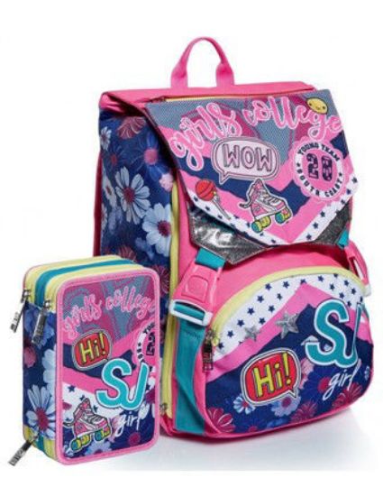 Immagine di SCHOOLPACK SJ GANG PINKY GIRL COLLEGE (ZAINO + ASTUCCIO 3 ZIP)