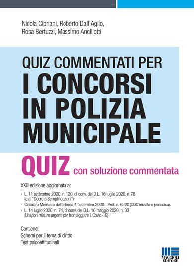 Immagine di QUIZ COMMENTATI PER I CONCORSI IN POLIZIA MUNICIPALE