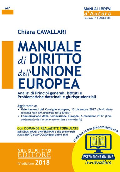 Immagine di MANUALE DI DIRITTO DELL`UNIONE EUROPEA. ANALISI DEI PRINCIPI GENERALI, ISTITUTI E PROBLEMATICHE ...