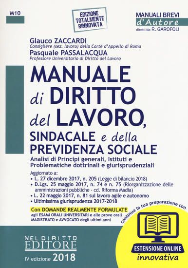 Immagine di MANUALE DI DIRITTO DEL LAVORO, SINDACALE E DELLA PREVIDENZA SOCIALE. CON ESPANSIONE ONLINE