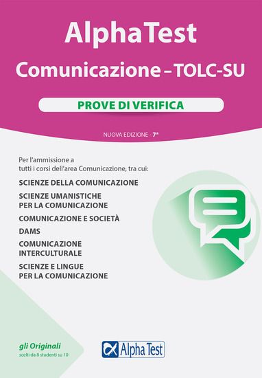 Immagine di ALPHA TEST COMUNICAZIONE. TOLC-SU. PROVE DI VERIFICA. NUOVA EDIZIONE