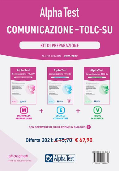 Immagine di ALPHA TEST. COMUNICAZIONE. TOLC-SU.  MANUALE  + ESERCIZI + PROVE (KIT DA 3 VOLUMI)  2021 2022