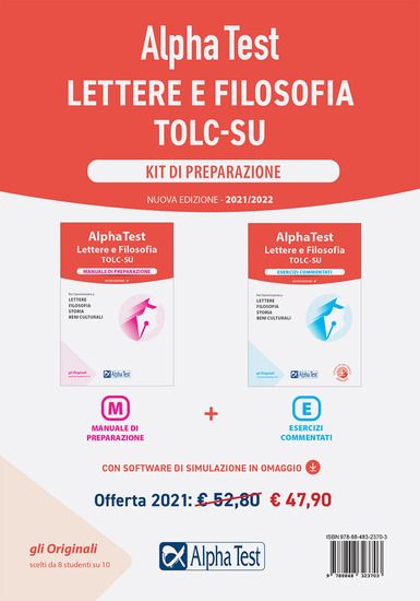 Immagine di ALPHA TEST. LETTERE E FILOSOFIA. KIT DI PREPARAZIONE: MANUALE DI PREPARAZIONE-ESERCIZI COMMENTATI