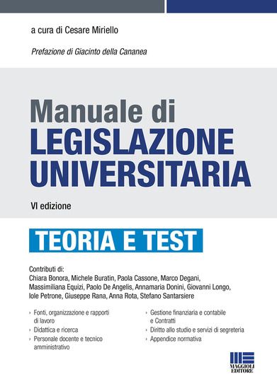 Immagine di MANUALE DI LEGISLAZIONE UNIVERSITARIA