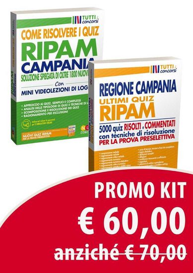 Immagine di KIT CONCORSO REGIONE CAMPANIA. ULTIMI QUIZ RIPAM. 5000 QUIZ RISOLTI E COMMENTATI PER LA PROVA PR...