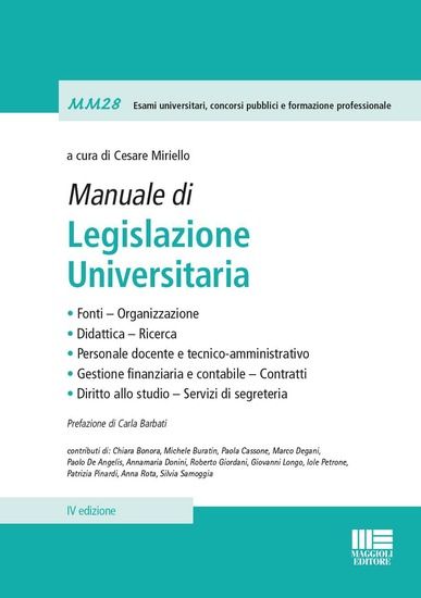 Immagine di MANUALE DI LEGISLAZIONE UNIVERSITARIA