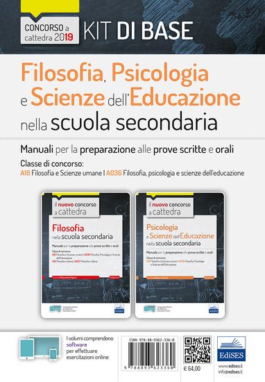 Immagine di KIT FILOSOFIA, PSICOLOGIA E SCIENZE DELL`EDUCAZIONE NELLA SCUOLA SECONDARIA. MANUALI PER LA PREP...