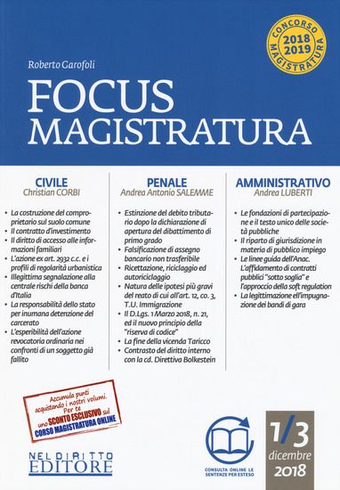 Immagine di FOCUS MAGISTRATURA. CONCORSO MAGISTRATURA 2018-2019: CIVILE, PENALE, AMMINISTRATIVO (2018-2019)....