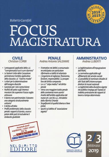 Immagine di FOCUS MAGISTRATURA. CONCORSO MAGISTRATURA 2018-2019: CIVILE, PENALE, AMMINISTRATIVO (2018-2019).... - VOLUME 2