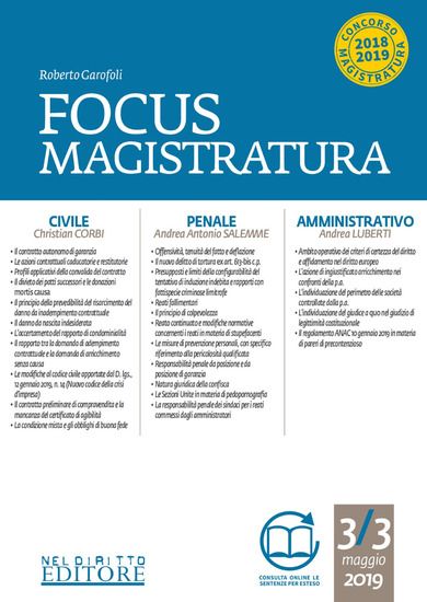 Immagine di FOCUS MAGISTRATURA. CONCORSO MAGISTRATURA 2019: CIVILE, PENALE, AMMINISTRATIVO (2019). CON ESPAN... - VOLUME 3