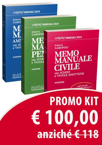 Immagine di MENO MANUALE PENALE-MEMO MANUALE AMMINISTRATIVO-MEMO MANUALE CIVILE. CON SCHEMI E TAVOLE SINOTTICHE