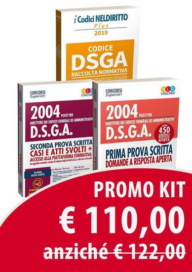 Immagine di KIT CODICE DSGA. RACCOLTA NORMATIVA. CONCORSO 2004 DSGA-2004 DSGA. PRIMA PROVA SCRITTA. DOMANDE ...