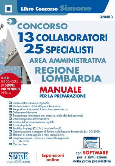 Immagine di CONCORSO 13 COLLABORATORI 25 SPECIALISTI. AREA AMMINISTRATIVA REGIONE LOMBARDIA. MANUALE PER LA ...