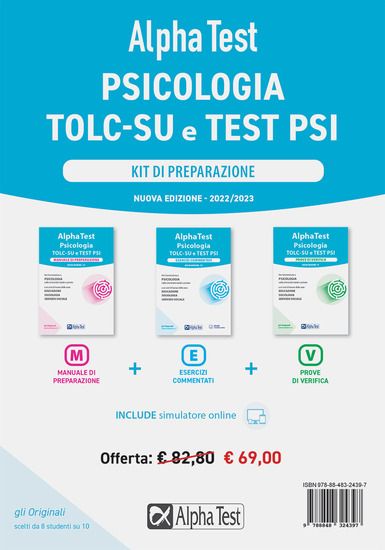 Immagine di ALPHA TEST. PSICOLOGIA. TOLC-SU. KIT DI PREPARAZIONE. CON SOFTWARE DI SIMULAZIONE