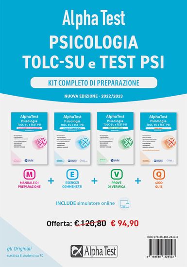 Immagine di ALPHA TEST. PSICOLOGIA. TOLC. KIT COMPLETO DI PREPARAZIONE. CON SOFTWARE DI SIMULAZIONE