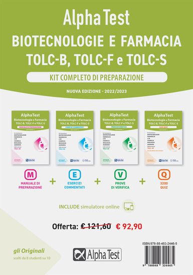 Immagine di ALPHA TEST. BIOTECNOLOGIE E FARMACIA. KIT COMPLETO DI PREPARAZIONE: MANUALE DI PREPARAZIONE-ESER...