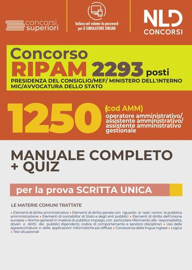 Immagine di CONCORSO RIPAM. 2293 POSTI MEF,  1250 POSTI PRESIDENZA DEL CONSIGLIO, MINISTERO DELL`INTERNO, MIC..