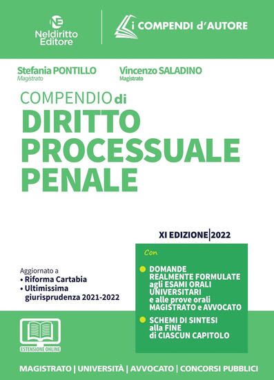 Immagine di COMPENDIO DI DIRITTO PROCESSUALE PENALE 2022