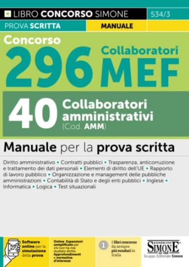 Immagine di CONCORSO 296 COLLABORATORI MEF, 40 COLLABORATORI AMMINISTRATIVI (COD. AMM). MANUALE PROVA SCRITTA