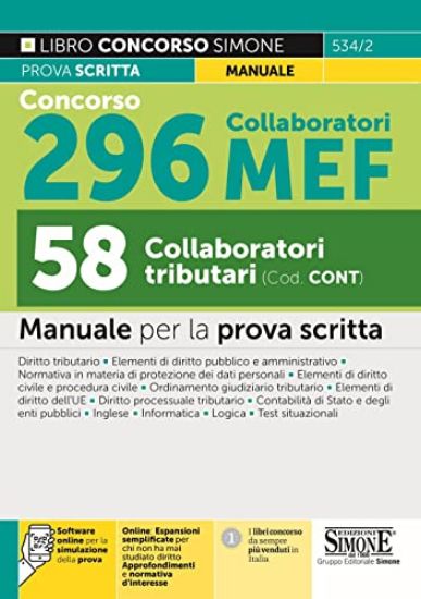 Immagine di CONCORSO 296 COLLABORATORI MEF, 58 COLLABORATORI TRIBUTARI. MANUALE PROVA SCRITTA