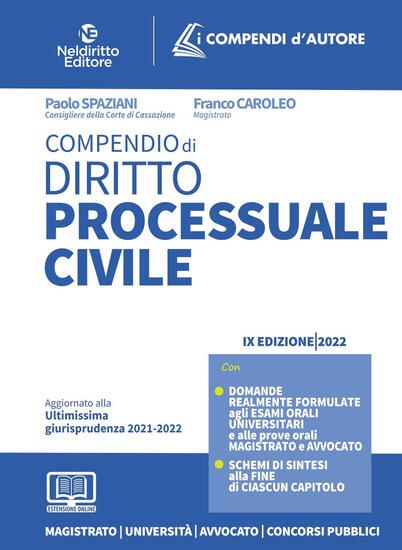 Immagine di COMPENDIO DI DIRITTO PROCESSUALE CIVILE 2022