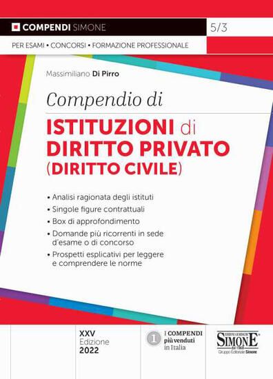 Immagine di COMPENDIO DI ISTITUZIONI DI DIRITTO PRIVATO (DIRITTO CIVILE) 2022