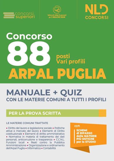 Immagine di CONCORSO 88 ARPAL PUGLIA: MANUALE + QUIZ PER 88 POSTI VARI PROFILI.