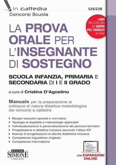 Immagine di PROVA ORALE PER L’INSEGNANTE DI SOSTEGNO SCUOLA INFANZIA, PRIMARIA E SECONDARIA DI I E DI II GRADO.