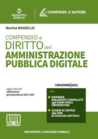 Immagine di COMPENDIO DI DIRITTO DELL`AMMINISTRAZIONE PUBBLICA DIGITALE 2022