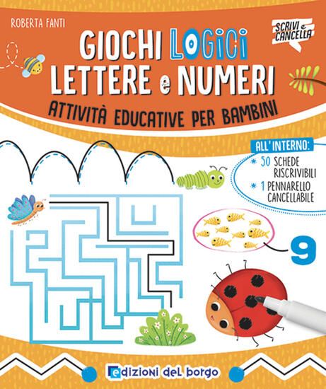 Immagine di GIOCHI LOGICI, LETTERE E NUMERI. CON 50 SCHEDE RISCRIVIBILI. CON PENNARELLO CANCELLABILE