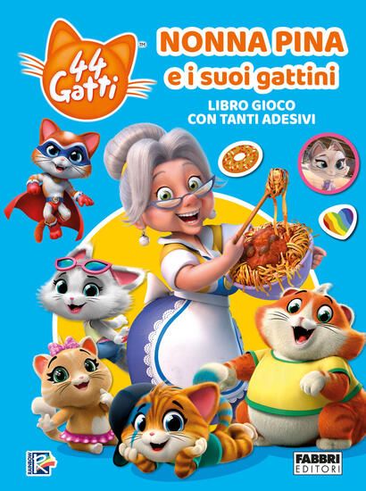 Immagine di NONNA PINA E I SUOI GATTINI. 44 GATTI. LIBRO GIOCO CON ADESIVI.