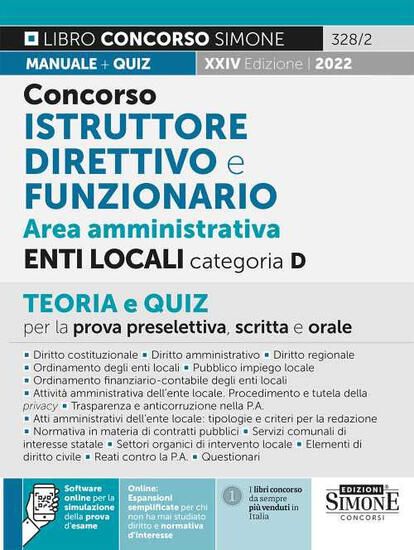 Immagine di CONCORSO ISTRUTTORE DIRETTIVO FUNZIONARIO AREA AMMINISTRATIVA ENTI LOCALI CATEGORIA D. TEORIA QUIZ