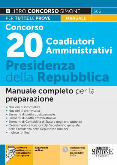 Immagine di CONCORSO 20 COADIUTORI AMMINISTRATIVI PRESIDENZA DELLA REPUBBLICA. MANUALE COMPLETO