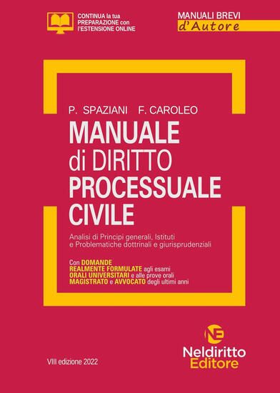 Immagine di MANUALE DI DIRITTO PROCESSUALE CIVILE 2022