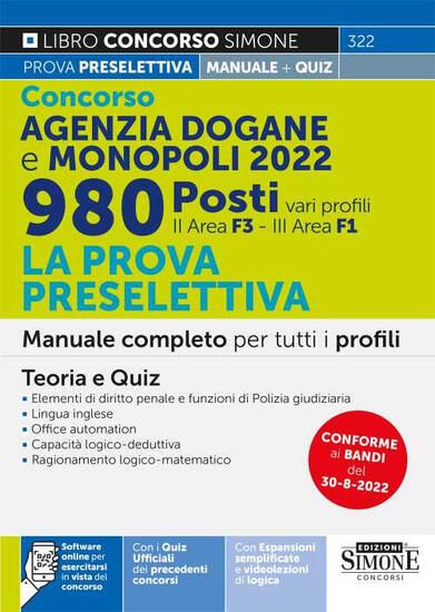 Immagine di CONCORSO AGENZIA DOGANE E MONOPOLI 980 POSTI VARI PROFILI TEORIA E QUIZ 2022